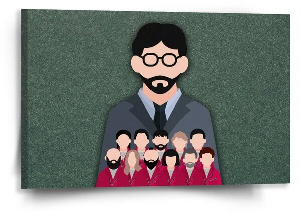 Sablio Obraz Money heist Profesor a jeho tím Zelená - 60x40 cm