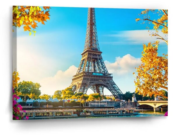 Sablio Obraz Paríž Eiffelova veža Flowers - 90x60 cm