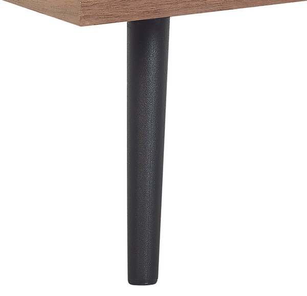 Knižnica tmavý orech sivá MDF 139 x 60 x 40 cm kovové nohy úložný priestor so zásuvkami regál polica na knihy moderný štýl obývačka