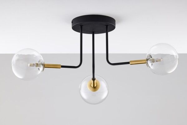 Jupiter 2039 - Luster na tyči BURANO 3xG9/10W/230V čierna/zlatá/číra