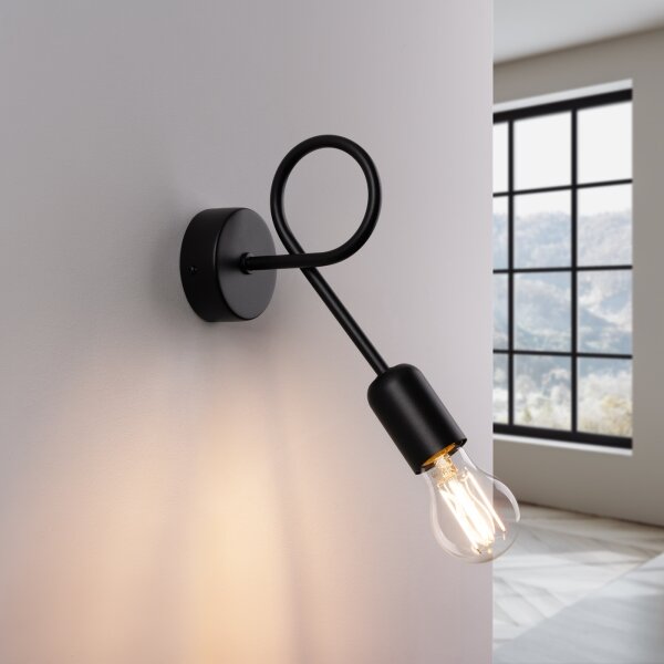 Sollux SL.1433 - Nástenná lampa LOOP 1xE27/15W/230V čierna