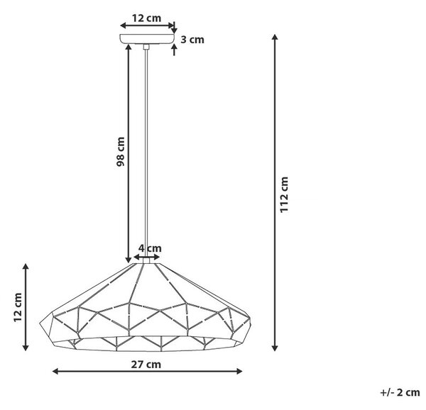 Závesná lampa biela kovová 112 cm zváraná geometrické tienidlo stropné svietidlo industriálny štýl obývačka jedáleň