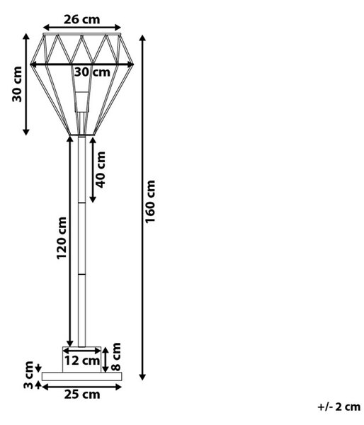 Stojaca lampa biela mosadzná 160 cm kovové tienidlo tvar diamantu okrúhly stojan mramorový vzhľad obývačka spálňa