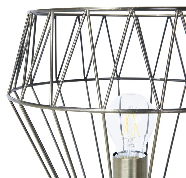 Stojaca lampa biela mosadzná 160 cm kovové tienidlo tvar diamantu okrúhly stojan mramorový vzhľad obývačka spálňa