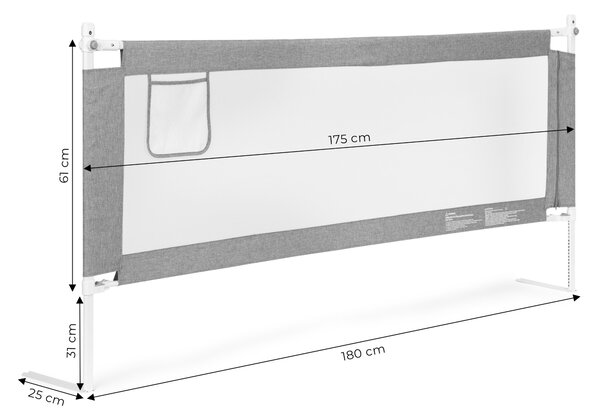 EcoToys Zábrana na posteľ 180 cm detská zábrana ECOTOYS