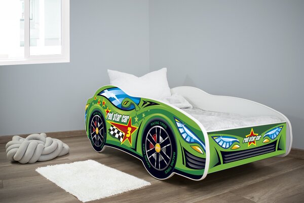 TOP BEDS Detská auto posteľ Racing Cars 140cm x 70cm - GREEN