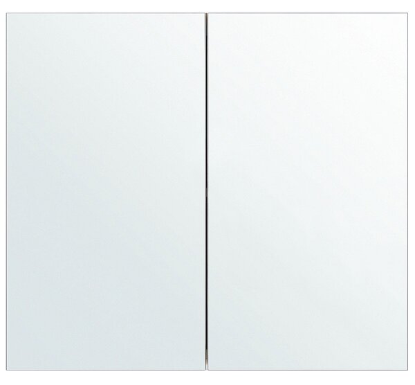 Zrkadlová skrinka do kúpeľne biela preglejka sklo 80 x 70 cm závesná 2-dverová police úložný priestor moderný štýl