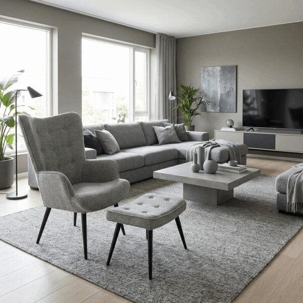 Kreslo sivé s podnožkou AK-303 GREY2