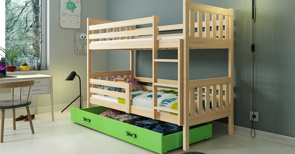 Interbeds Poschodová posteľ Carino so zásuvkou 160x80 prírodná zelená