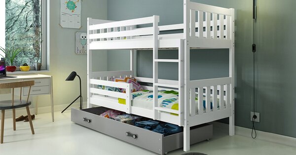 Interbeds Poschodová posteľ Carino so zásuvkou 160x80 bielo grafitová