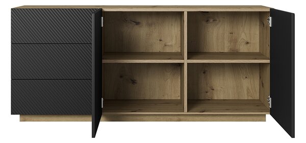 Dvojdverová komoda Asha 167 cm so zásuvkami - artisan / čierny mat