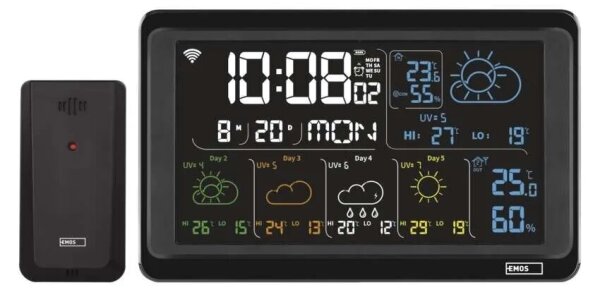 Meteostanica s LCD displejom GoSmart 230V/3xAAA Wi-Fi Tuya čierna