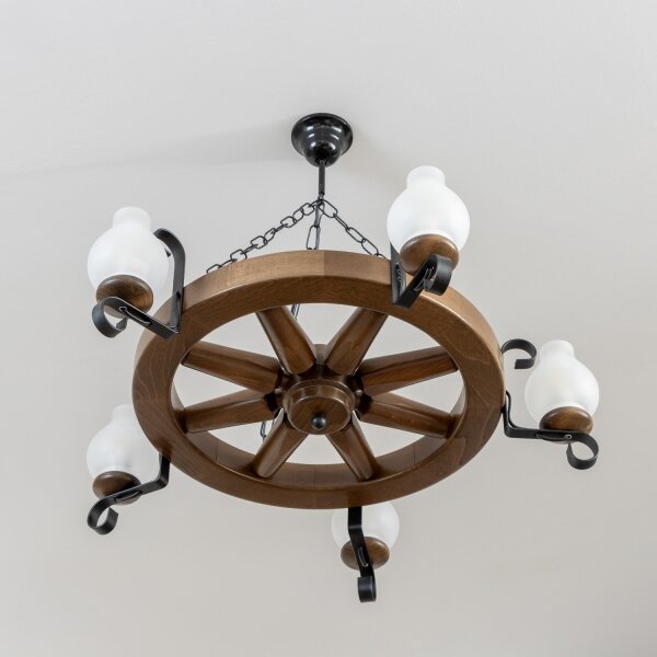Brilagi - Luster na reťazi ROATA 5xE14/40W/230V priemer 70 cm buk/orech