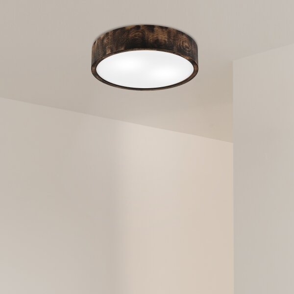 Stropné svietidlo OAK SMOKY 2xE27/15W/230V, pr. 37,5 cm, dub/tmavohnedá