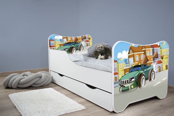 TOP BEDS Detská posteľ Happy Kitty 140x70 Super auto so zásuvkou
