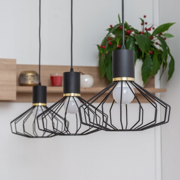 Luster na lanku SOLANO 3xE27/15W/230V čierna/zlatá