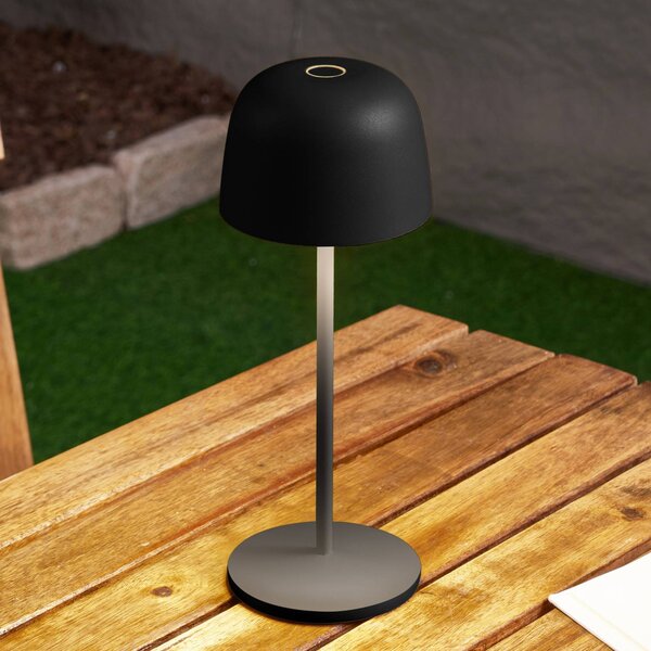 Lindby LED stolová lampa Arietty, čierna, stmievateľná, IP65, Čierna, Obývacia izba / jedáleň, Hliník, Moderný, Stojacie svietidlo