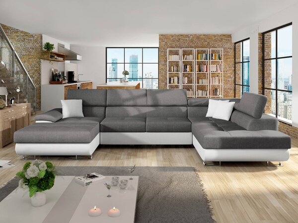 Mirjan24 Rohová sedacia súprava Alvin Bis, Dostupné poťahy: Soft 017 ekokoža (biela) + Lux 05 + Soft 017 ekokoža (biela), Strana: Pravá - U 5903211400186
