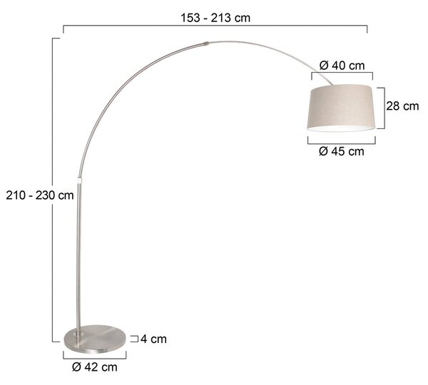 Steinhauer Stojacia lampa Sparkled Light strieborná/bahenná, výška 240 cm, Chrómová / strieborná, Obývacia izba / jedáleň, kov, Moderný, Oblúková stojaca lampa