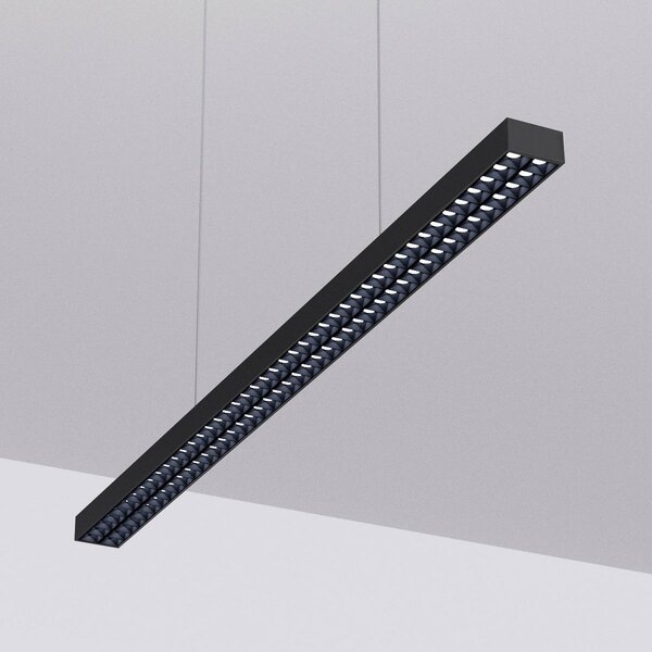 Arcchio LED kancelárske závesné svietidlo Jolinda, čierne, 118 cm, hore/dole, Čierna, Pracovňa / Kancelária, Hliník, Moderný, Závesné svietidlo