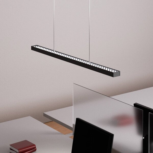 Arcchio LED kancelárske závesné svietidlo Jolinda, čierne, 118 cm, hore/dole, Čierna, Pracovňa / Kancelária, Hliník, Moderný, Závesné svietidlo