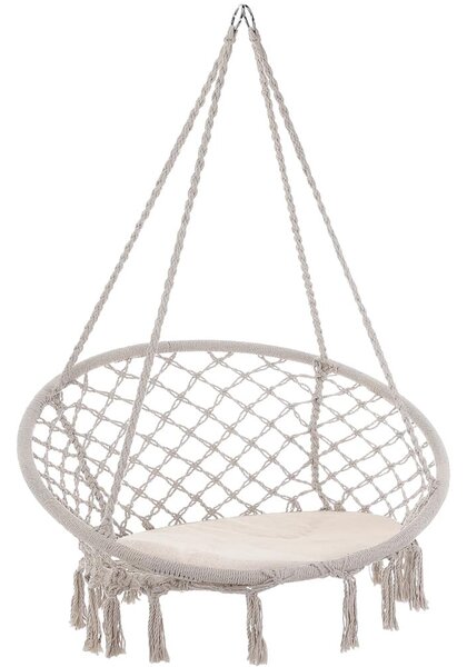 Závesné kreslo BOHO s vankúšmi, Ø61cm, béžová Jurhan
