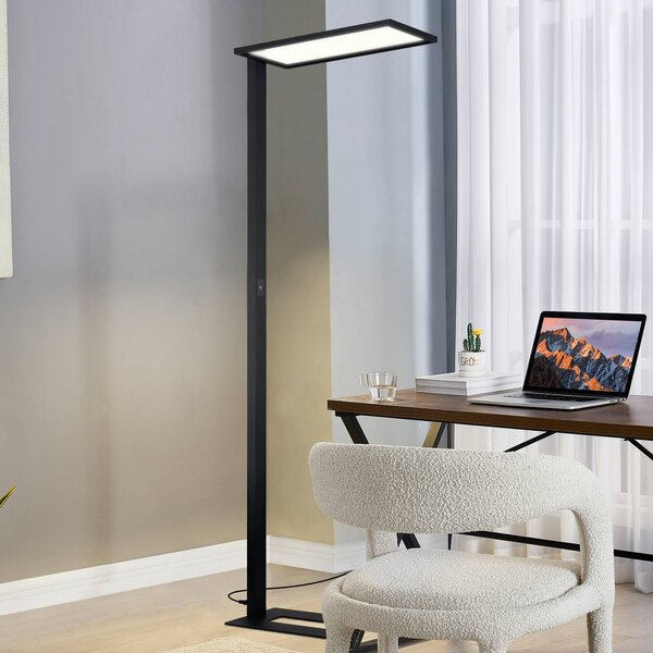 Kancelárska stojacia lampa Prios LED Taronis, čierna, 195 cm, stmievateľná, Čierna, Pracovňa / Kancelária, Hliník, Moderný, Stolová lampa