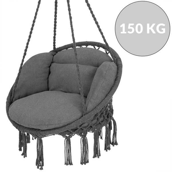 Závesné kreslo BOHO s vankúšmi, Ø61cm, antracitová Jurhan