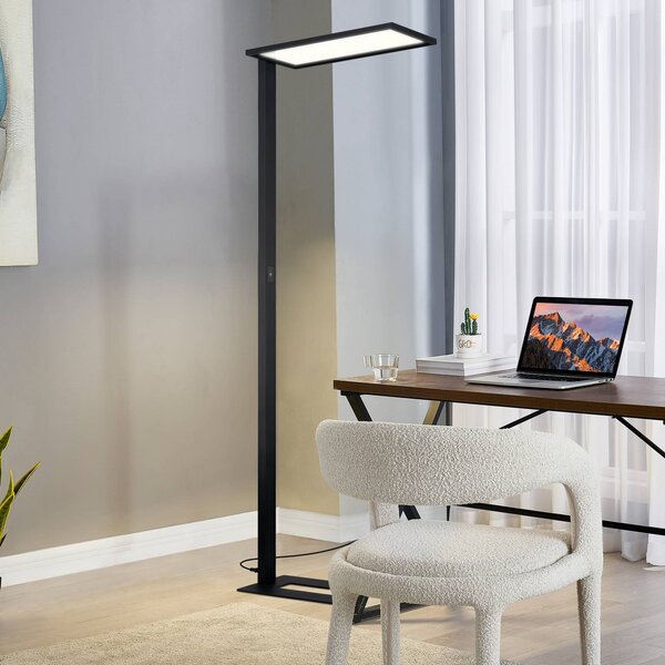 Kancelárska stojacia lampa Prios LED Taronis, čierna, 195 cm, stmievateľná, Čierna, Pracovňa / Kancelária, Hliník, Moderný, Stolová lampa