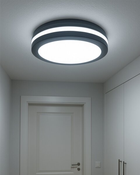 LED stropné svietidlo s pohybovým senzorom LED/20W/230V 3000/4000/6500K IP54 antracit