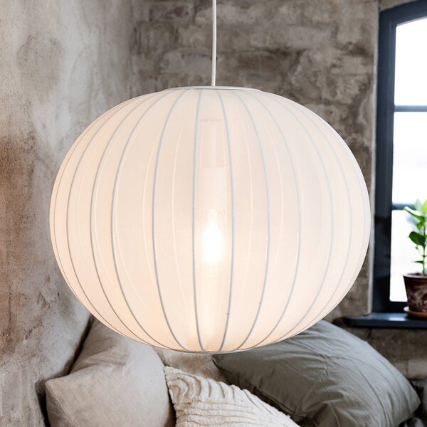 Závesné svietidlo Florence, biela, Ø 50 cm, nylon, Biela / opálová, Obývacia izba / jedáleň, Textil / látka / hodváb, Škandinávsky, Závesné svietidlo