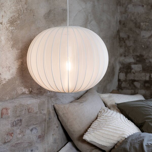 Závesné svietidlo Florence, biela, Ø 50 cm, nylon, Biela / opálová, Obývacia izba / jedáleň, Textil / látka / hodváb, Škandinávsky, Závesné svietidlo