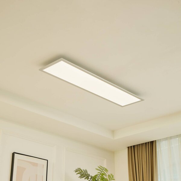 Arcchio LED panel Lyndra, 120 cm, strieborný, hliník, stmievateľný,, Hliník / sivá / zinok, Obývacia izba / jedáleň, Hliník, Moderný, Stropné svetlo