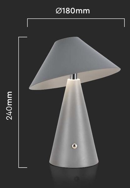 Sivá LED stolová nabíjacia lampa 240mm 3W – LED lampičky a baterky > Stolové LED lampičky