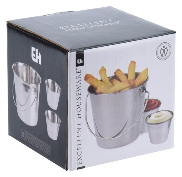 Kovové vedro na servírovanie hranoliek Fries sada 3ks