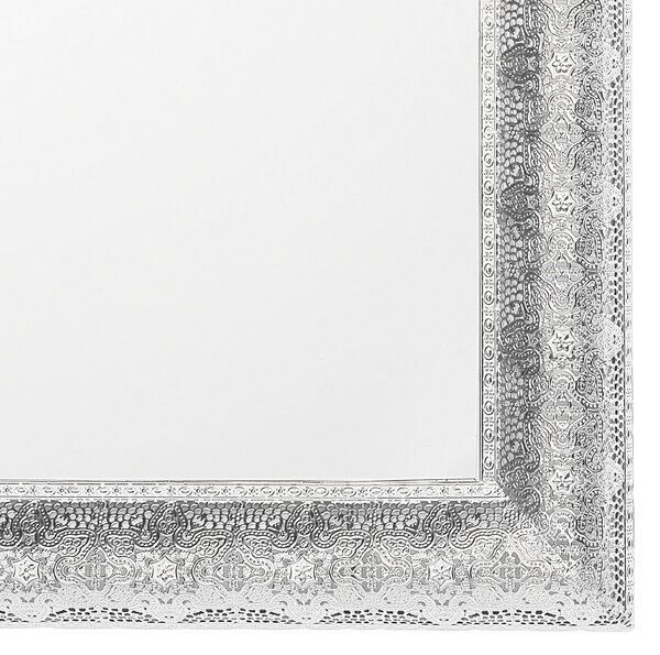 Nástenné zrkadlo strieborná železo sklo 65 x 65 cm štvorcový tvar dekoratívny rám moderný glamour štýl doplnky