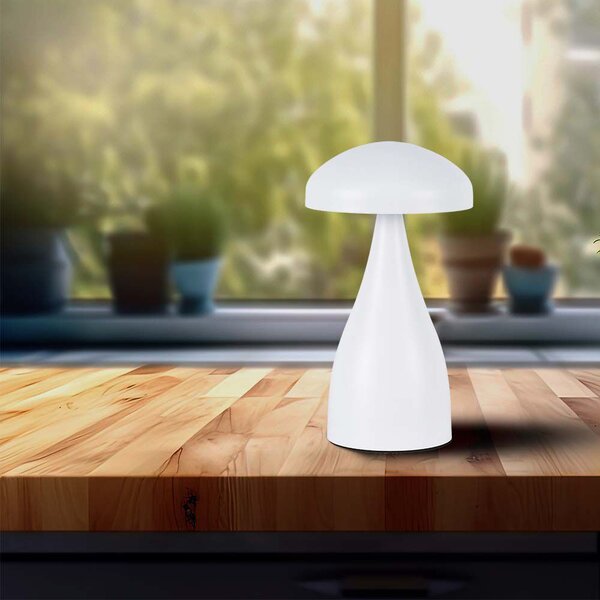 Biela LED stolová nabíjacia lampa 220mm 1W – LED lampičky a baterky > Stolové LED lampičky