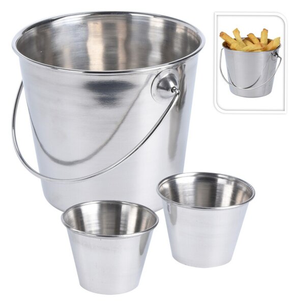 Kovové vedro na servírovanie hranoliek Fries sada 3ks