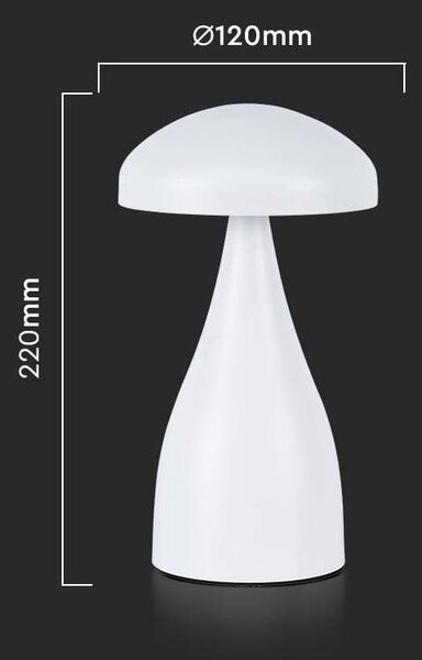 Biela LED stolová nabíjacia lampa 220mm 1W – LED lampičky a baterky > Stolové LED lampičky