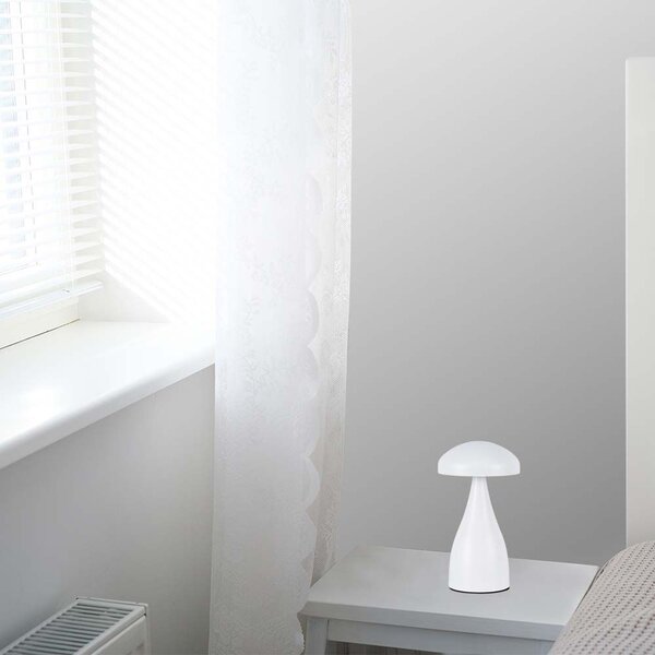 Biela LED stolová nabíjacia lampa 220mm 1W – LED lampičky a baterky > Stolové LED lampičky