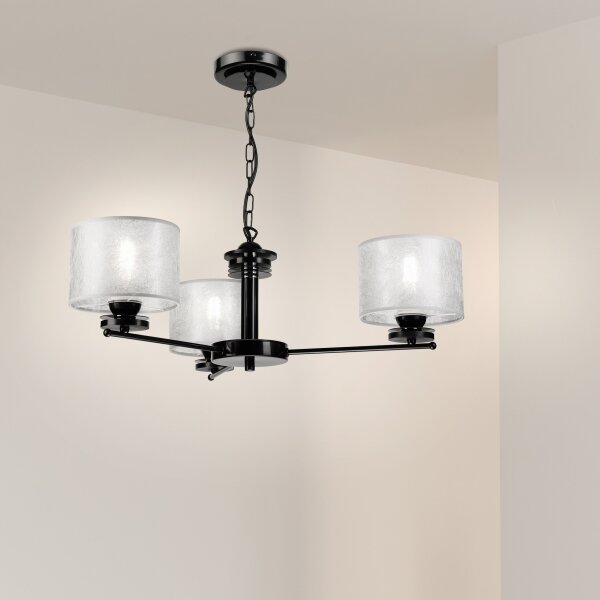 Závesný luster ROSA na reťazi, 3xE27/60W/230V, čierna/šedá