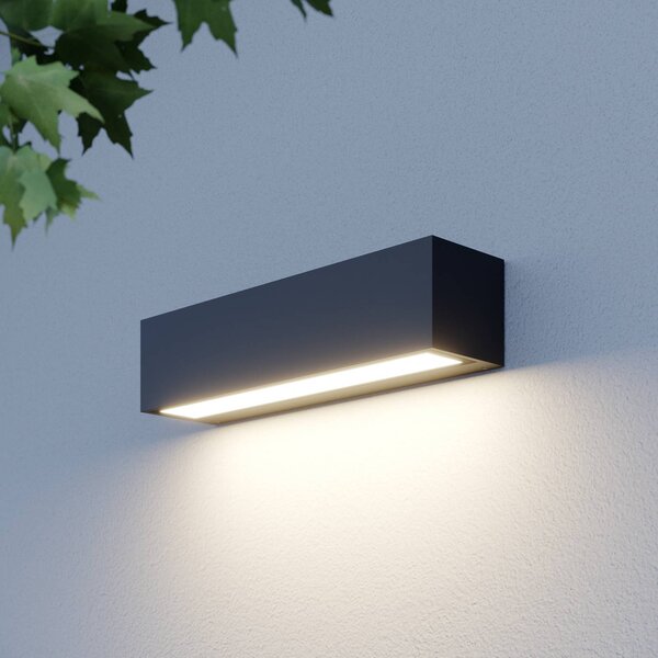 Lucande LED nástenné svetlo Lengo, 25 cm, antracitová, smerom nadol, 3000 K, Čierna, Hliník, Moderný, Nástenné svietidlo