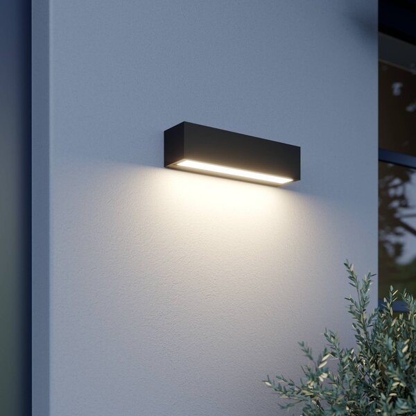 Lucande LED nástenné svetlo Lengo, 25 cm, antracitová, smerom nadol, 3000 K, Čierna, Hliník, Moderný, Nástenné svietidlo
