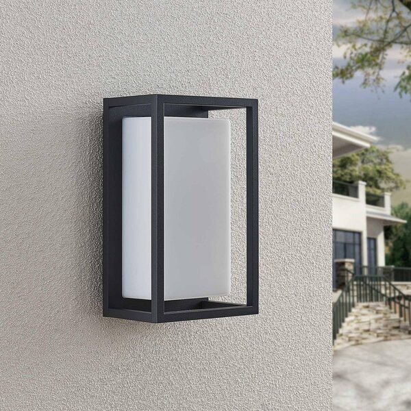 Lucande LED vonkajšie nástenné svietidlo Ilirian, antracit, hliník, 15 cm, Čierna, Hliník, Moderný, Nástenné svietidlo