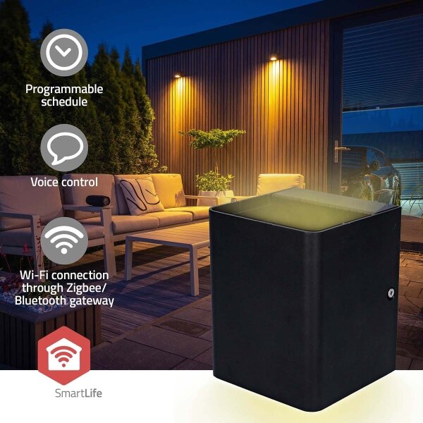 Nedis ZBLOW10RGBW - LED RGBW stmievateľné vonkajšie svietidlo LED/12W/230V IP65 Wi-Fi Tuya čierne