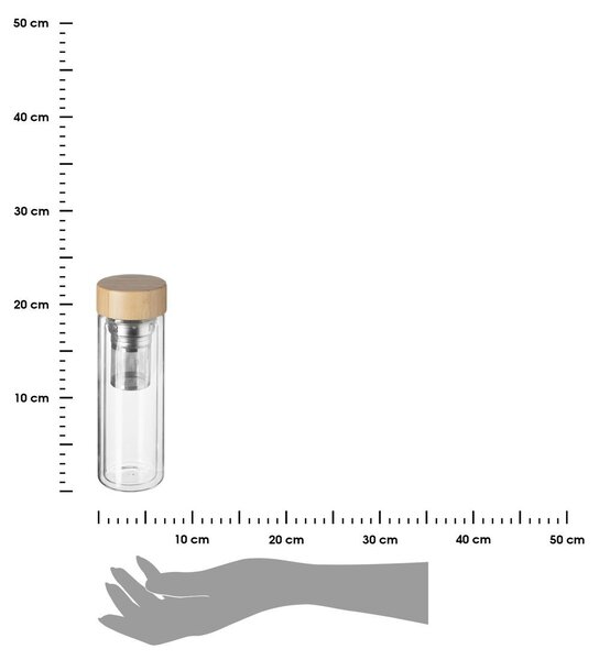 Sklenená fľaša s filtrom Balu 400ml bambusové veko