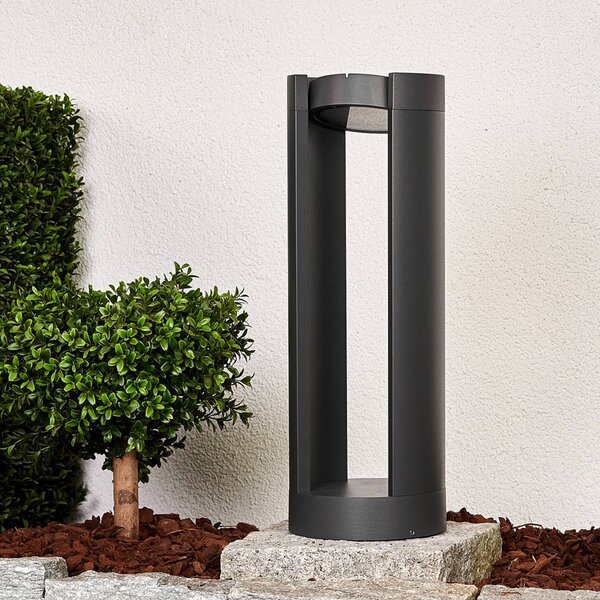 Lucande LED podstavné svietidlo Dylen, sivé, kov, 50 cm, IP65, Čierna, Hliník, Moderný, Vonkajčie stĺpové osvetlenie