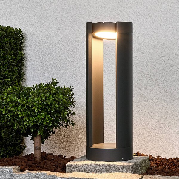 Lucande LED podstavné svietidlo Dylen, sivé, kov, 50 cm, IP65, Čierna, Hliník, Moderný, Vonkajčie stĺpové osvetlenie