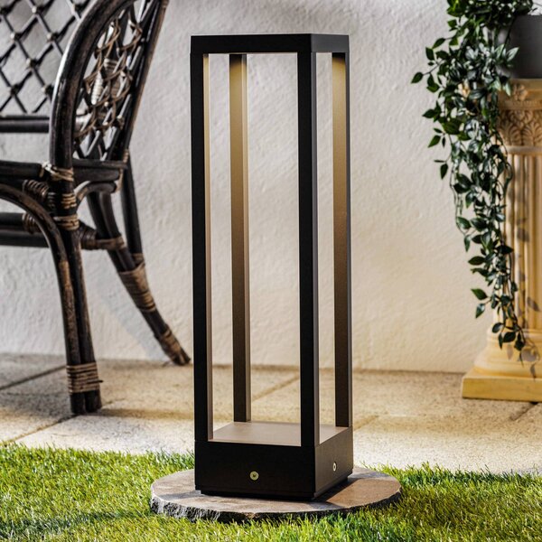 Lucande LED podstavné svietidlo Carlota, 50 cm, antracit, hliník, Čierna, Hliník, Moderný, Vonkajčie stĺpové osvetlenie