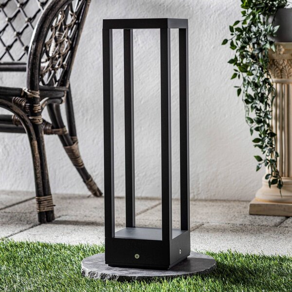 Lucande LED podstavné svietidlo Carlota, 50 cm, antracit, hliník, Čierna, Hliník, Moderný, Vonkajčie stĺpové osvetlenie